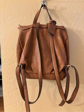 Sole Society Cognac Leather Backpack Tote